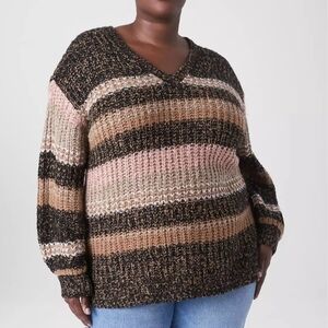 Lane Bryant Cozy Multicolor Striped Sweater Plus Size 18/20